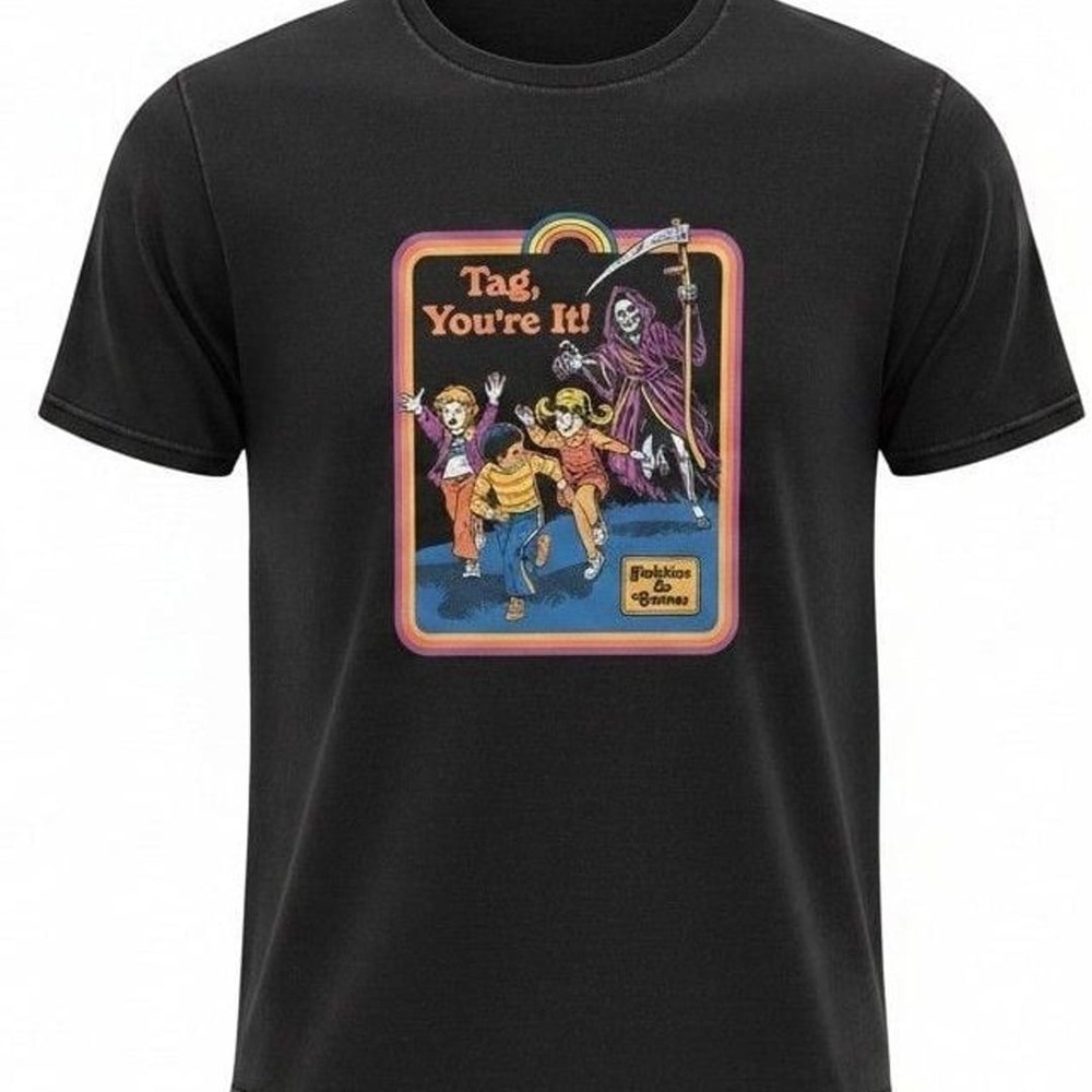 Romwe Hobbies & Games Tag, You're It! Grim Reaper Graphic T-Shirt
